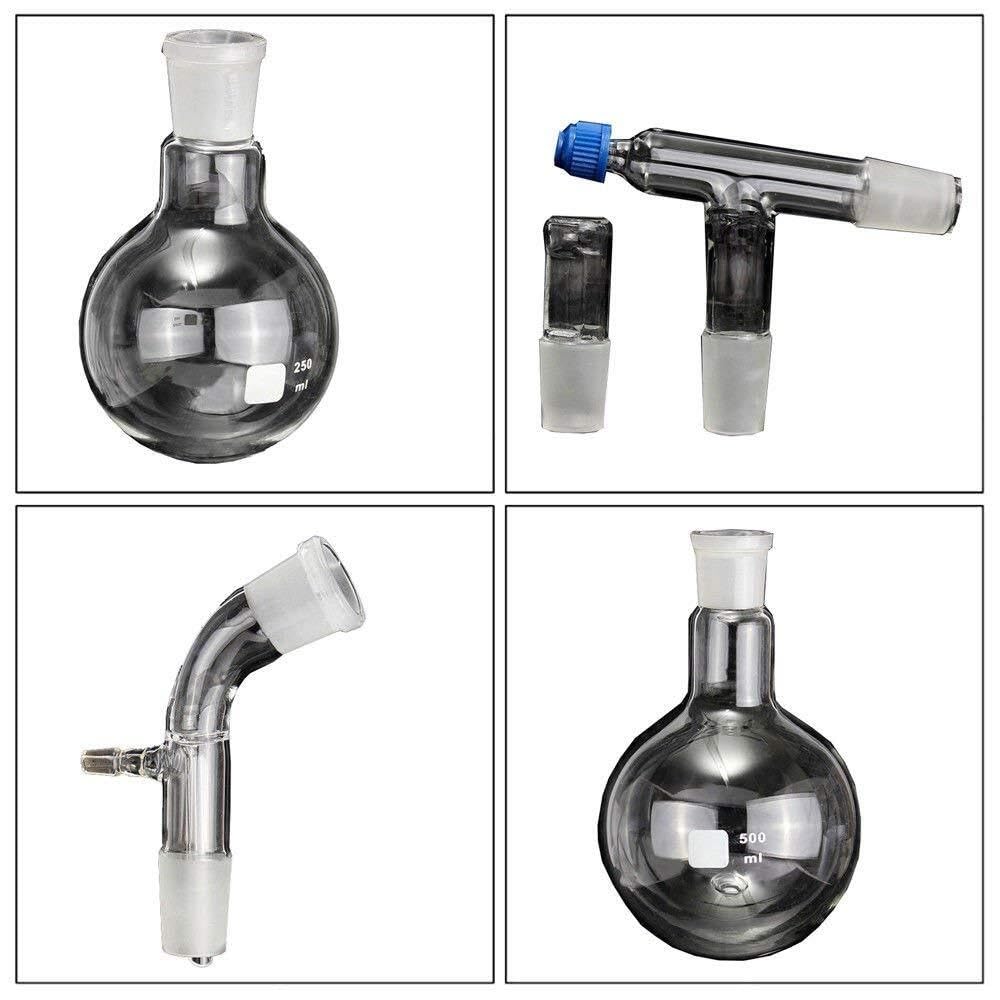 Kit aparato destilación 12 piezas para extracción aceites esenciales y destilación agua – Conjunto vidriería completo