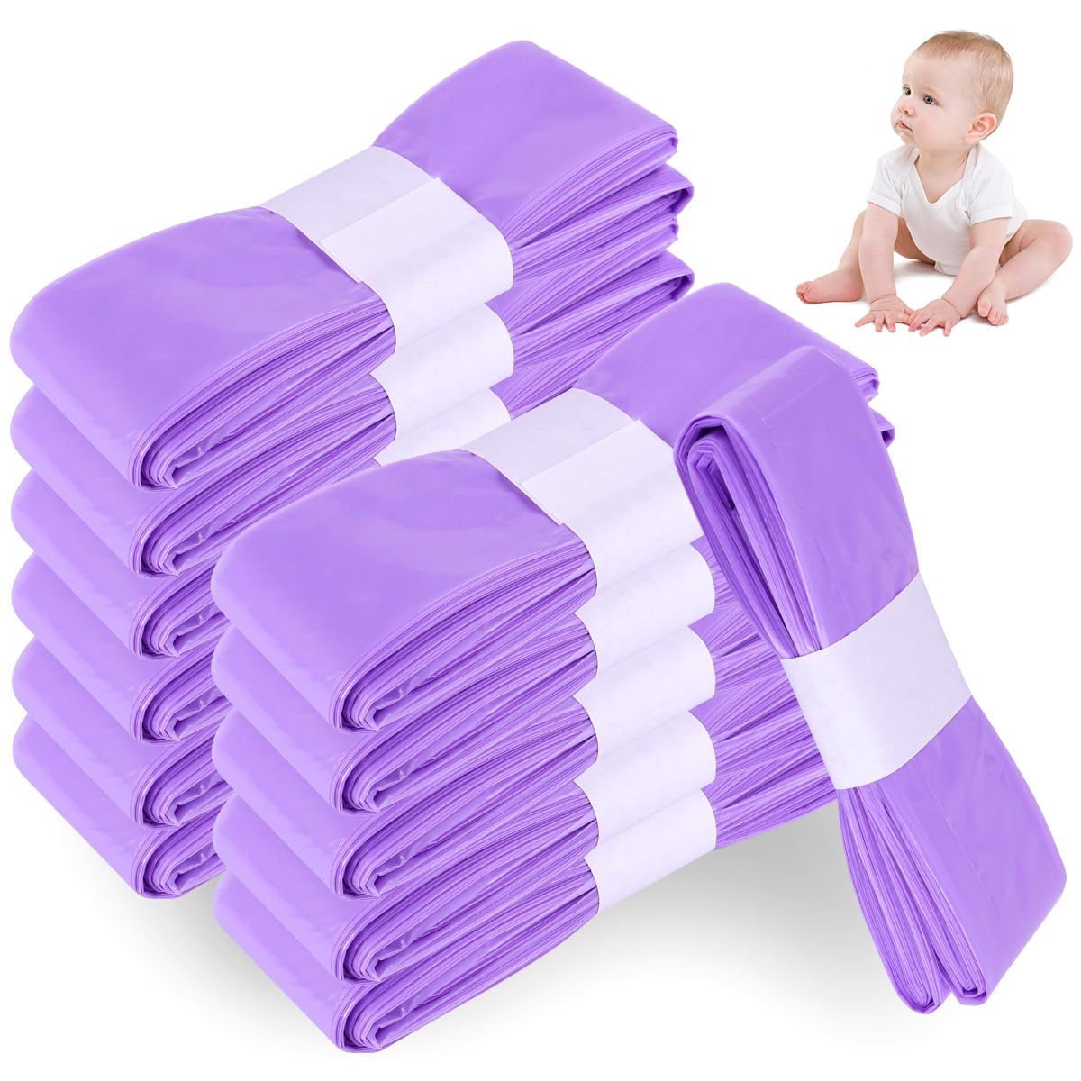 12 scatole di ricarica per pannolini, pattumiera per pannolini, antiodore, spessore 4,5 m (viola), compatibile con Tommee Tippee, Angelcare, LitterLocker, germoglio