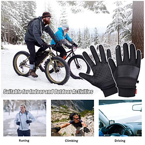 SkyGenius Winter Gloves, Cycling Gloves Riding Gloves Bike Gloves Motorcycles Gloves, Winter Gloves for Men Women, Windproof Waterproof Slip-Proof Gloves Keep Warm in Winter for Outdoor, Large