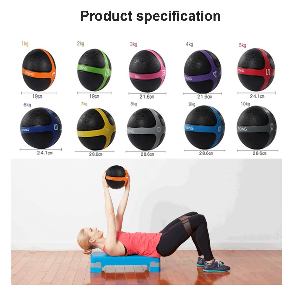 Palle mediche Fitness Medicine Ball, Wall Ball, Durevole in Gomma, Anche Distribuzione del Peso, Struttura Comoda Impugnatura, Usata for Il Training Muscolare, 1-10kg Opzionale