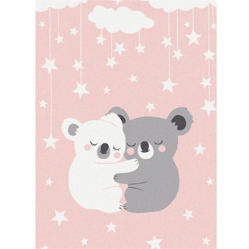 YATOLA Alfombra para Salón Sala de Estar Rosa Habitación Infantil Bebe Juvenil Dormitorio Alfombra de Juegos Suave Antideslizante Dormitorio para Niños y Niñas Estrella Elefante(Rosa1 50x80CM)