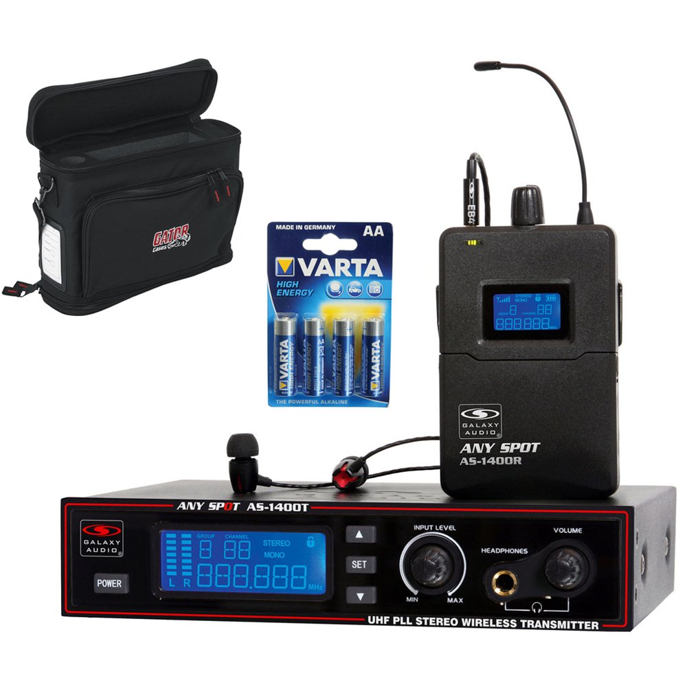 Galaxy Audio AS-1400 UHF Wireless In-Ear Personal Monitoring System with GM-1W Wireless Mobile Pack 