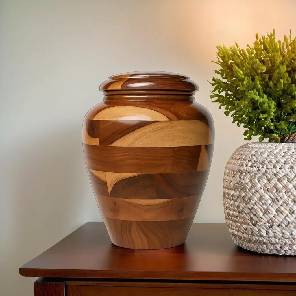 Urna de cremación grande de madera, conmemorativa hecha a mano para cenizas humanas, urna funeraria para adultos para hombres y mujeres (palisandro, grande (200 pulgadas cúbicas))