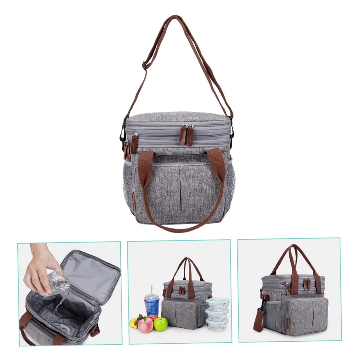 Cabilock Wasserdichte Lunchtasche Tragbare Bento-tasche aus Hochwertigem mit Netztaschen an Beiden Seiten für Outdoor-gebrauch Bietet Ausreichend Platz für Brotdose Snacks und Obst