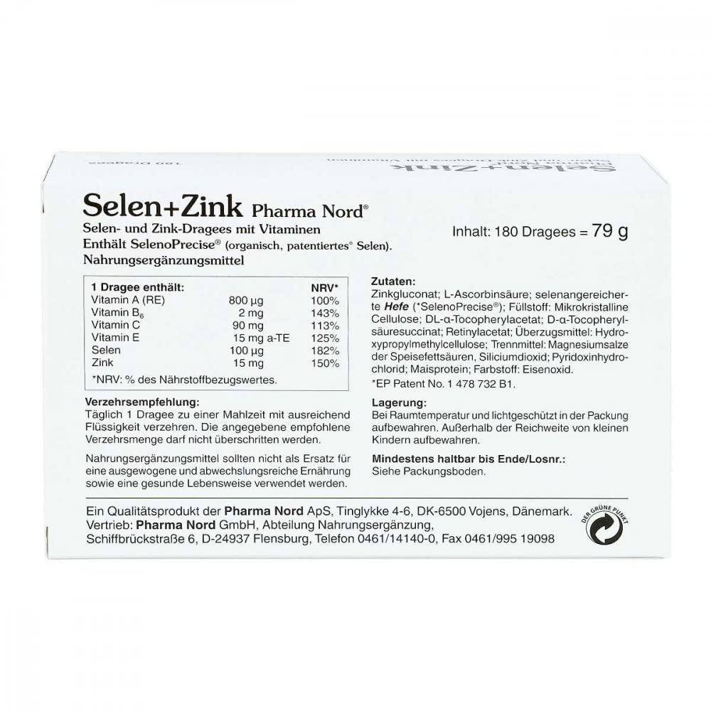 Selen + Zink Pharma Nord Dragees, 180 St. Tabletten