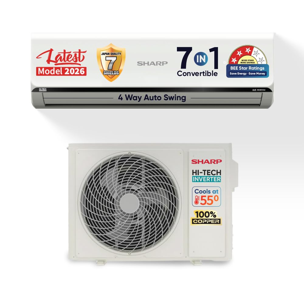 Sharp 2 Ton 3 star, New Star Rated, Split AC (4 Way Swing, 100% copper, Hi-Tech Inverter Compressor, 7 in1 Convertible, Turbo cool, Dust filter) - AH-SI24V3B-SCN, White-image-21