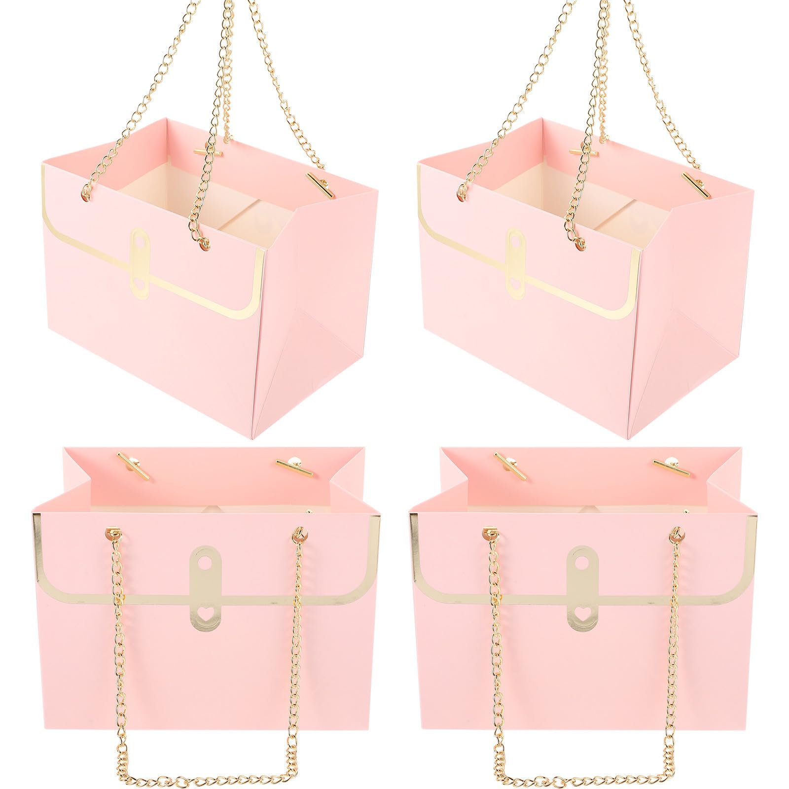 Didiseaon 20 Unidades Bolsa de Obsequio Rectangular Rosa para Flores, Papel