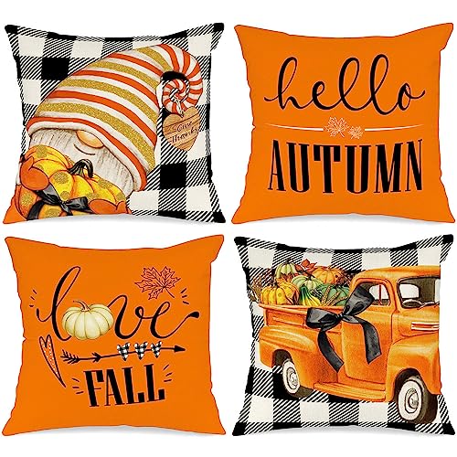 Benjia Autumn 45x45 Cushion Covers Set of 4, Pumpkin Gnome Decorative Holiday 18x18 Inch Fall Throw Pillow Covers Thanksgiving Pillowcase for Indoor Home Bedroom Couch Sofa Decoration Black 45x45cm - Cosy Home Interiors Benjia Autumn 45x45 Cushion Covers Set of 4, Pumpkin Gnome Decorative Holiday 18x18 Inch Fall Throw Pillow Covers Thanksgiving Pillowcase for Indoor Home Bedroom Couch Sofa Decoration Black 45x45cm