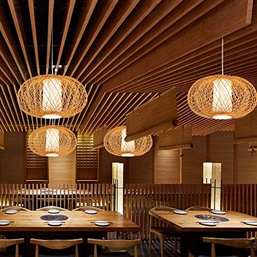 Pendre chinois en bambou avec lustre en rotin pour décoration naturelle - 5