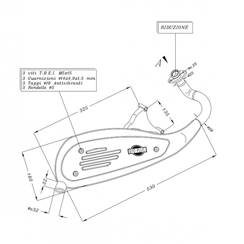 Auspuffanlage Sito Plus für Piaggio Vespa 50 ET2 LX 50 2T / S50 2T
