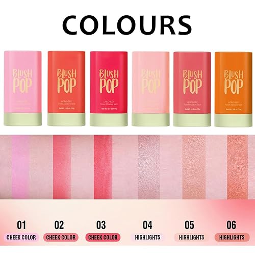 Miniatura 6 de Yeweian Lápiz de rubor cremoso suave, multiuso para mejillas y labios, barra hidratante sólida impermeable, acabado mate, acabado mate, 01 rosa