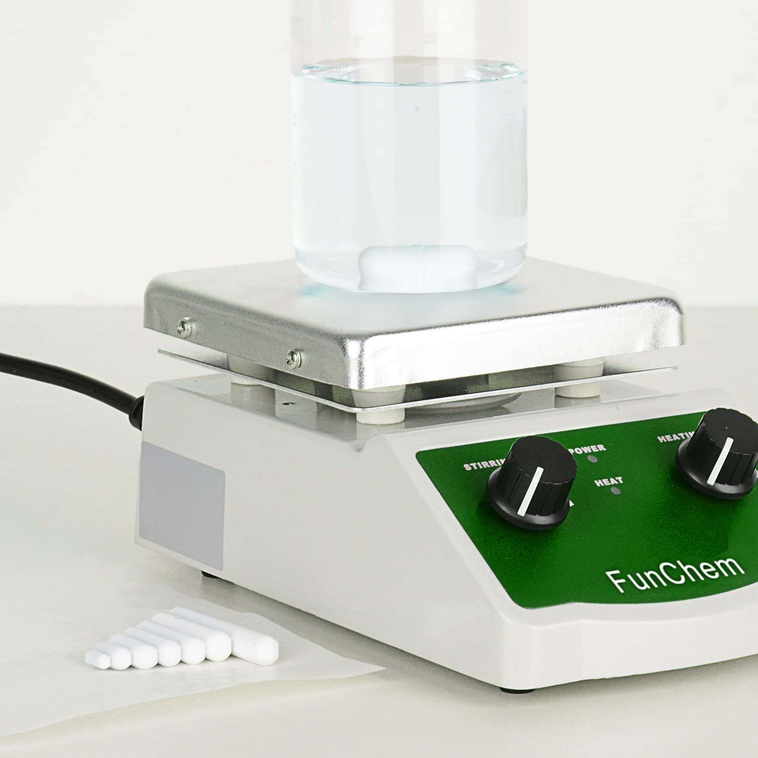 FunChem Set Bastoncini di agitazione, Bastoncini di agitazione magnetici Rivestiti in PTFE, Bianco, per agitatori da Laboratorio, Dimensioni Miste, Confezione da 7
