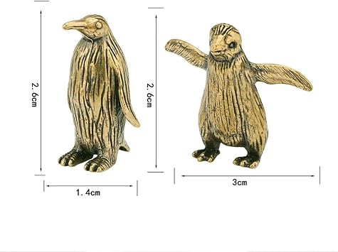 Brass Figurines Home Decor,Retro Penguin Brass Ornament Lovely Tea Pet Copper Sculpture Handheld Crafts Collection Kawaii Room Decor 2.6x1.4cm