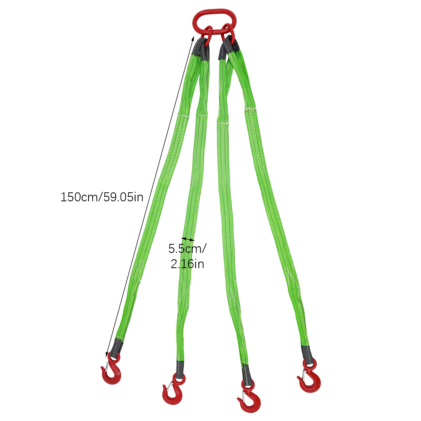 OUKANING 4 fili di catena, 1,5 m, G80, 4 ganci grandi, portata 6T, catena rotonda in acciaio con artigli di sicurezza per coperture di sollevamento, catena per cantiere e industria