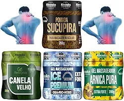 Mix 4 Pomadas Massageadoras Anti Dor Muscular 200g Resultado Imediato