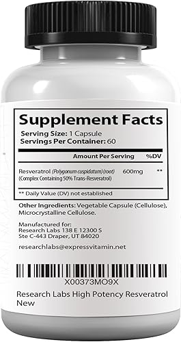 Miniatura 6 de Research Labs Suplemento de resveratrol micronizado de alta potencia 2 Fer 1 Ad - Potente suplemento antioxidante, transveratrol para la salud