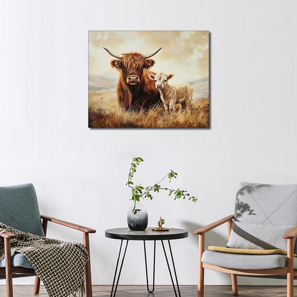 TUMOVO Highland Cow Paint by Number for Adults, Paint by Numbers Kit for Adults Beginner Animals, DIY Oil Painting by Numbers for Gift Home Wall Decor, Acrylic Paint Kits 16"x20"(Frameless)