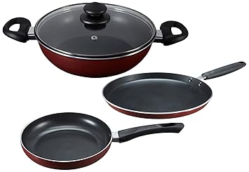 Prestige Omega Deluxe Induction Base Granite Non-Stick Kitchen Set (Red) -3-Pieces