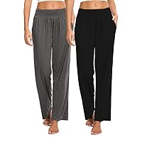 Marvmys 2 Pezzi Pantaloni Yoga Pilates Jogging Donna Lunghi in Cotone a Vita Alta