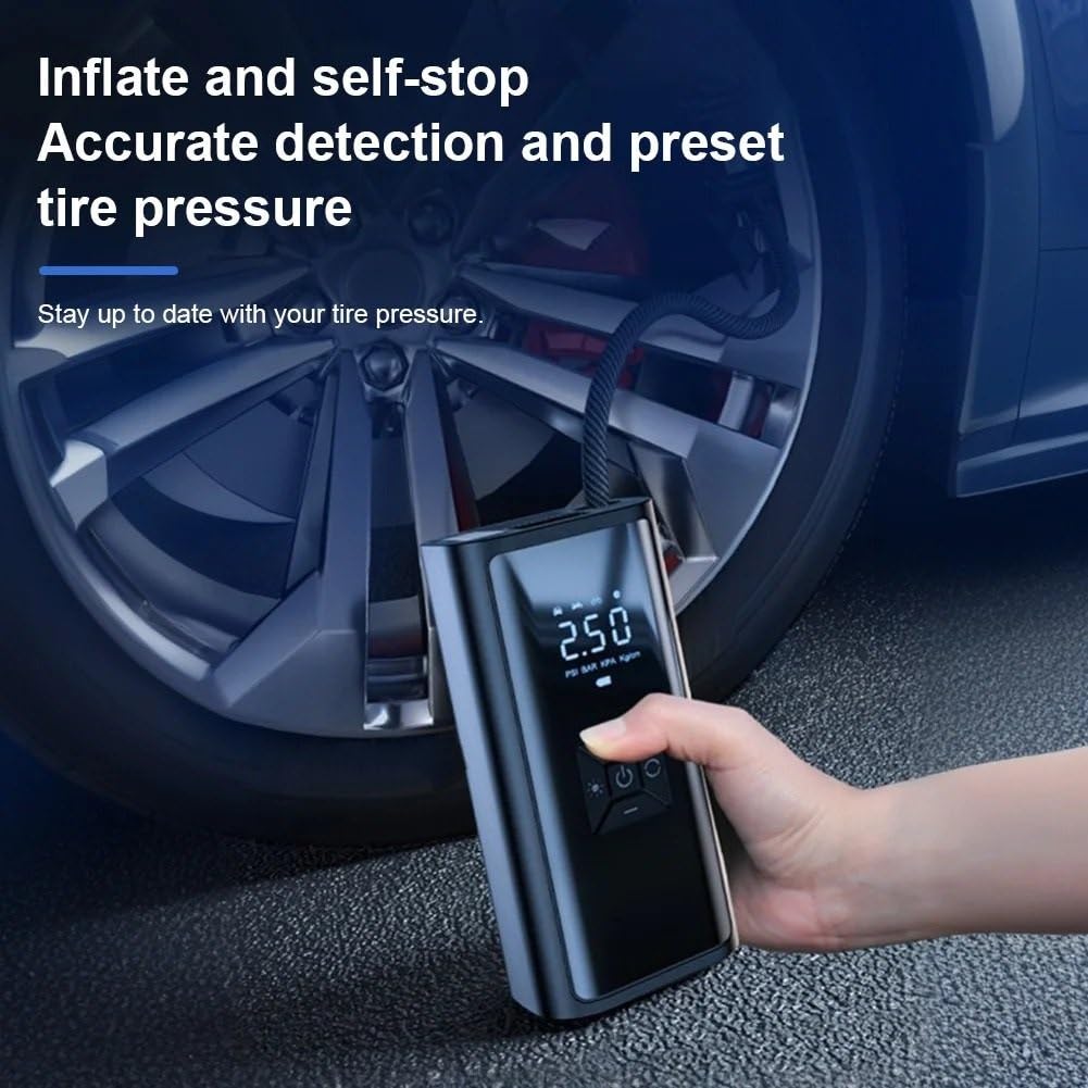 Inflador Ruedas Coche Bomba de neumáticos para inflar automóviles Portable Electric Air Compressor | 150PSI eléctrico con inflador portátil de neumáticos de coche con pantalla LCD y luz LED