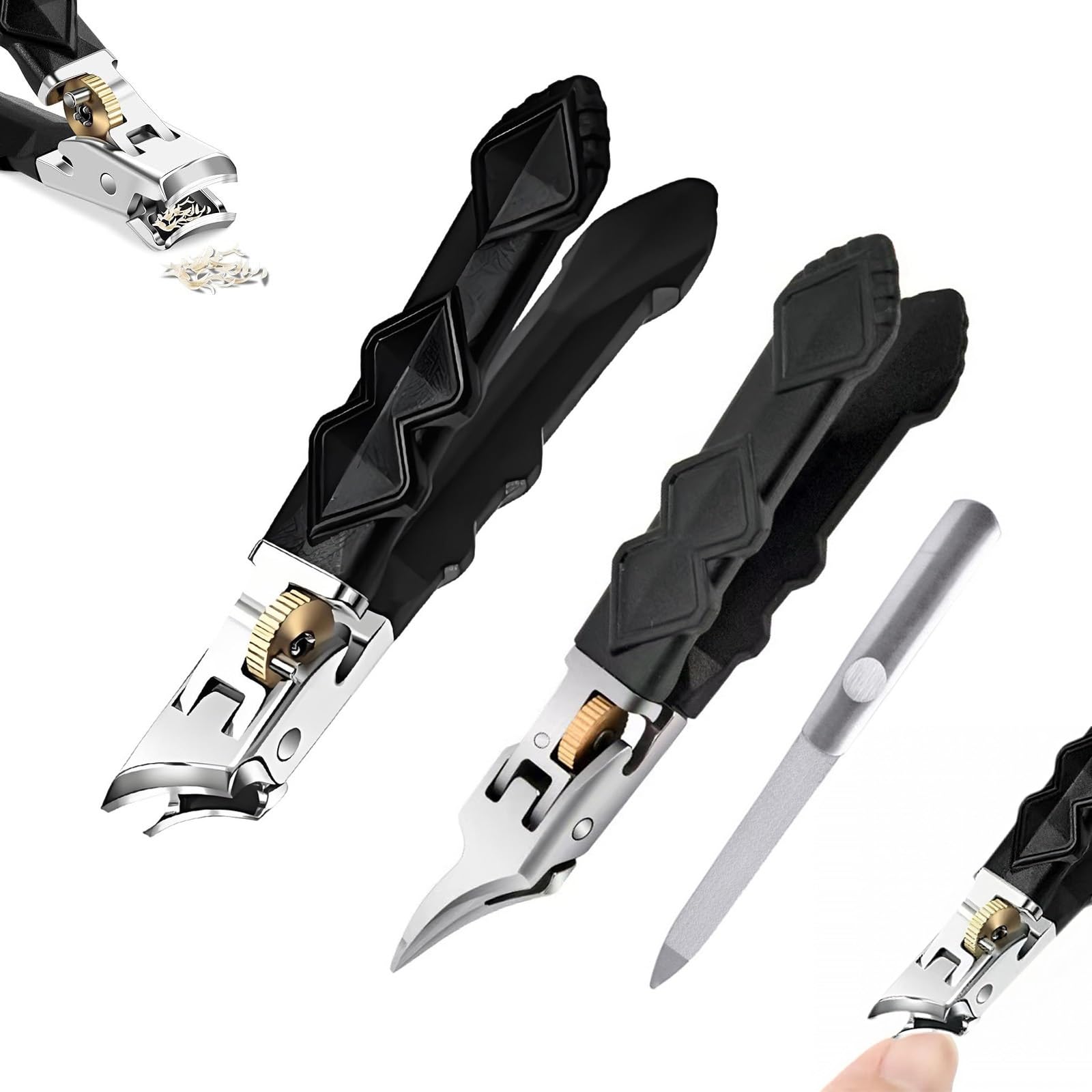 Olygee OrthoClip, Ultra Sharp Slanted Ingrown Toenail Clippers with Catcher, Heavy Duty Long Handle Nail Clippers, Nail Clippers OrthoClip for Thick Nails(Oblique+Pointed)
