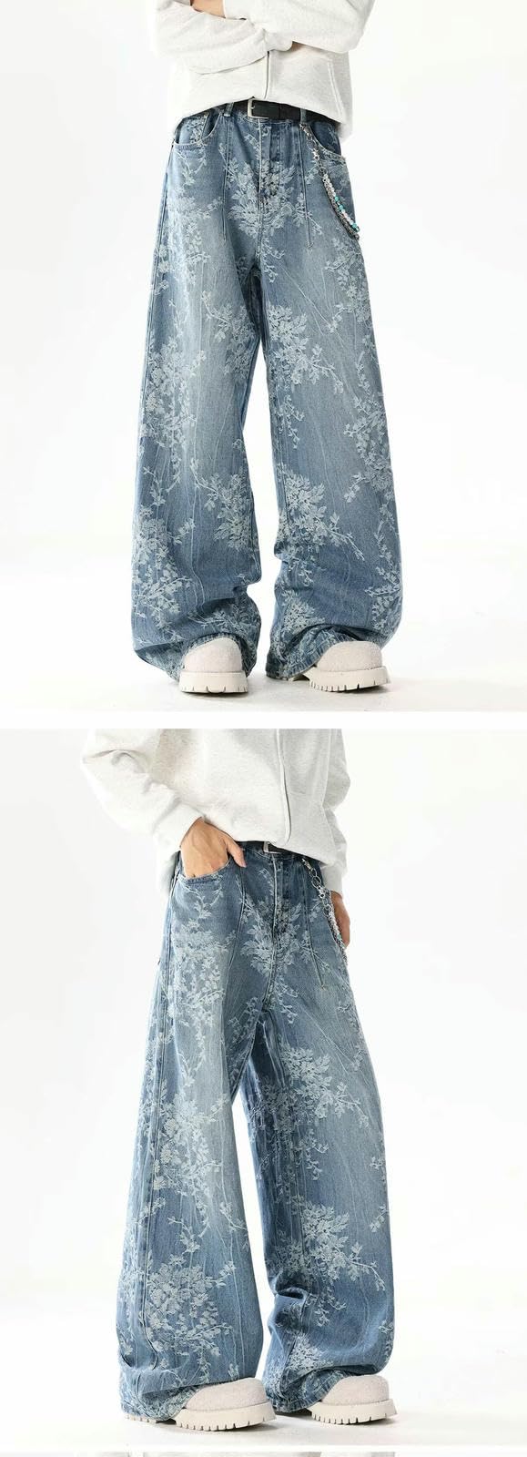 Dżinsy damskie z wysokim stanem, nadruk vintage, casualowe jeansy o prostym kroju, styl vintage