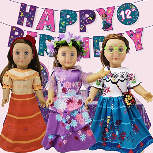 18 Inch Doll Clothes , 3 Pcs Magic Family Encanto Set Includes Mirabel, Isabella , Dolores, Costume Accessories Fits All 18 Inch Girl Doll #TOP3