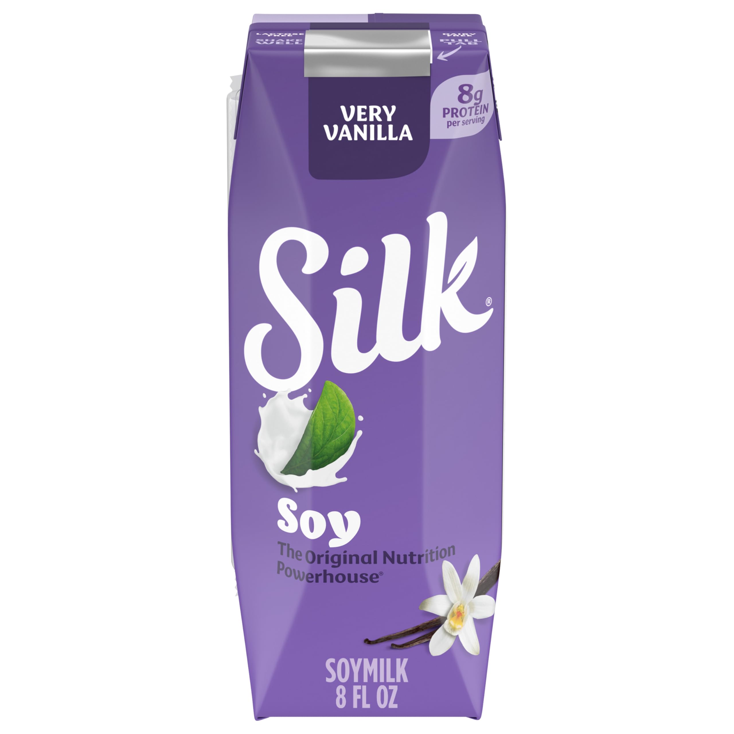 Silk Soy Milk, Very Vanilla, 8 Fluid Ounce (Pack of 12)