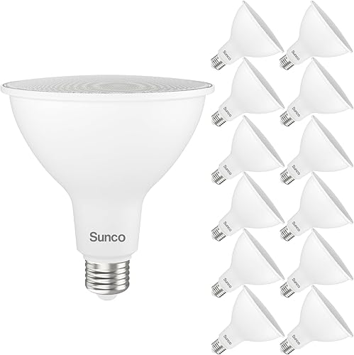 Sunco - Paquete de 12 bombillas LED PAR38 impermeables de 1800 lúmenes para exteriores, regulable, 15 W 150 W, luz diurna de 5000 K, base E26,