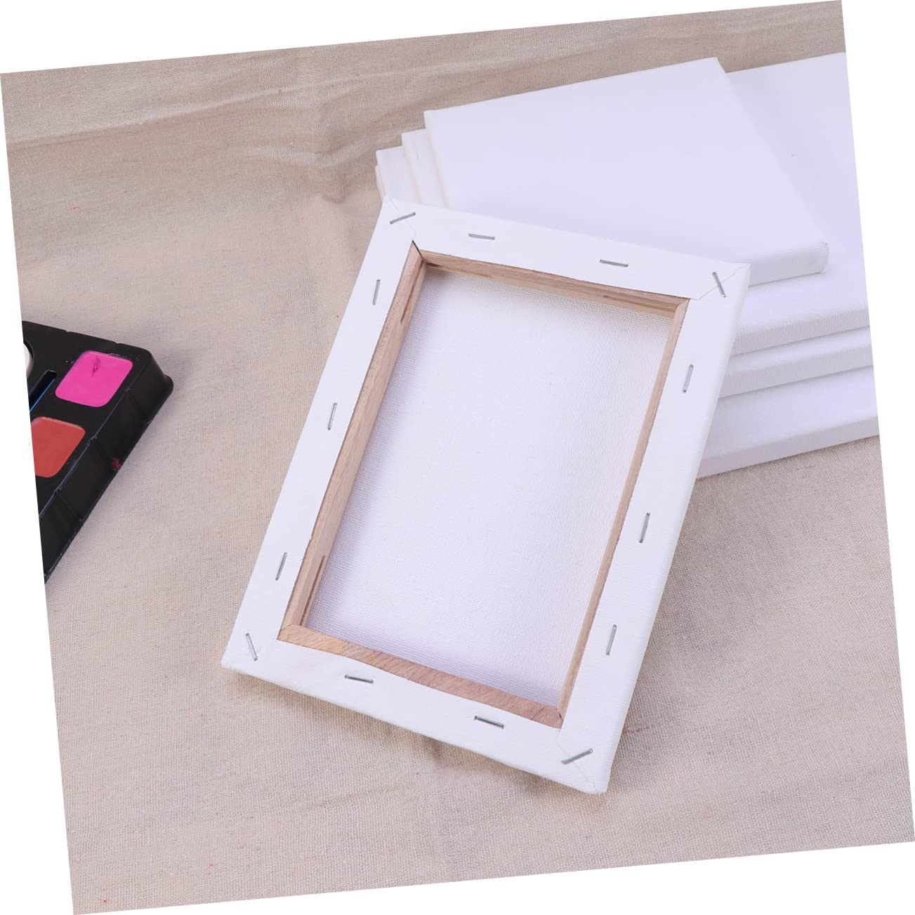 NUOBESTY Lot de 10 Toiles à Peindre Blanches en Coton Cadre en Bois, Toile Tendue pour Peinture à L'huile et Dessin, pour Artistes et Loisirs Créatifs