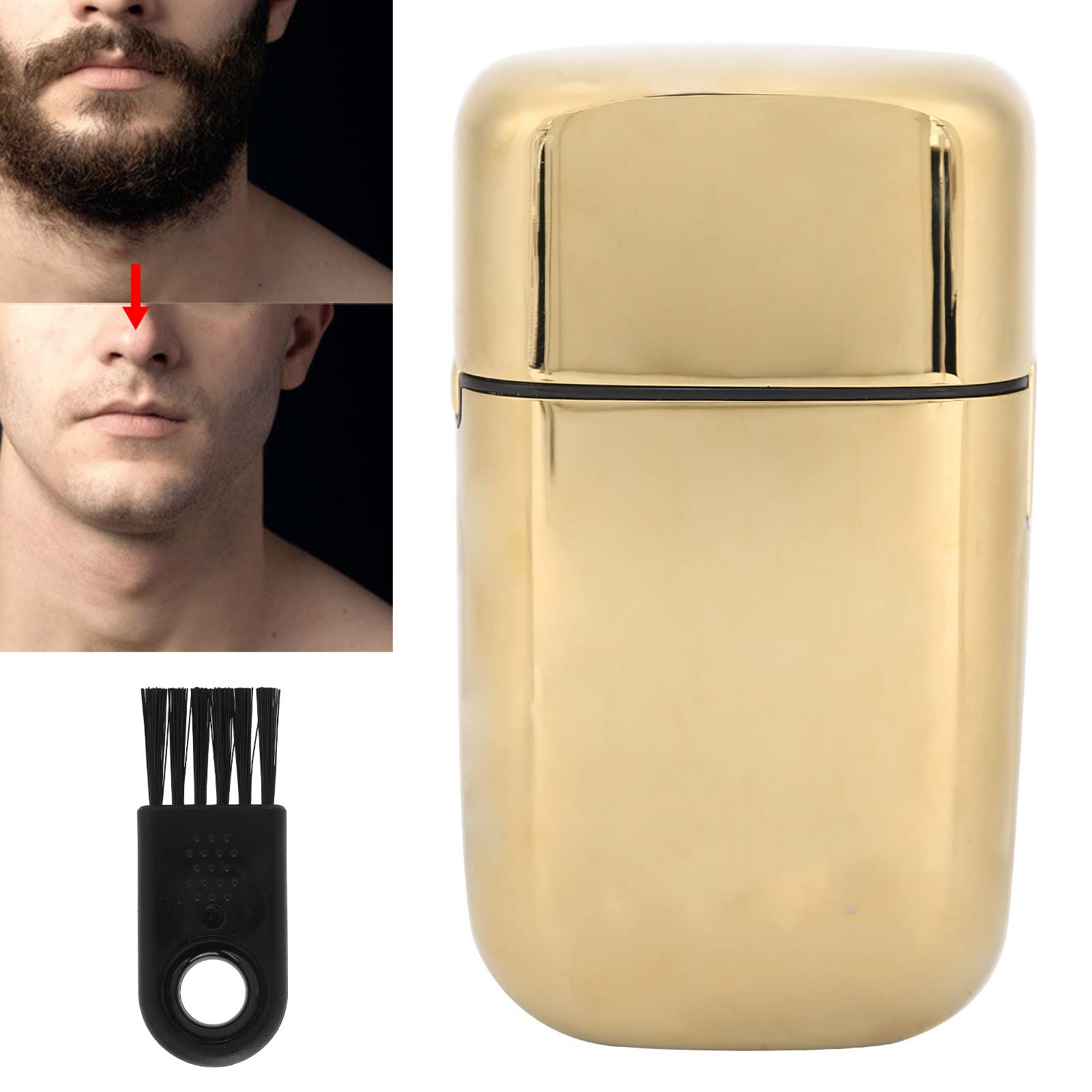 Herren Elektrorasierer Metall Doppelfolienrasierer Wasserdichter Elektrorasierer USB Wiederaufladbarer Kabelloser Elektrischer Rasierer Barttrimmer Golden
