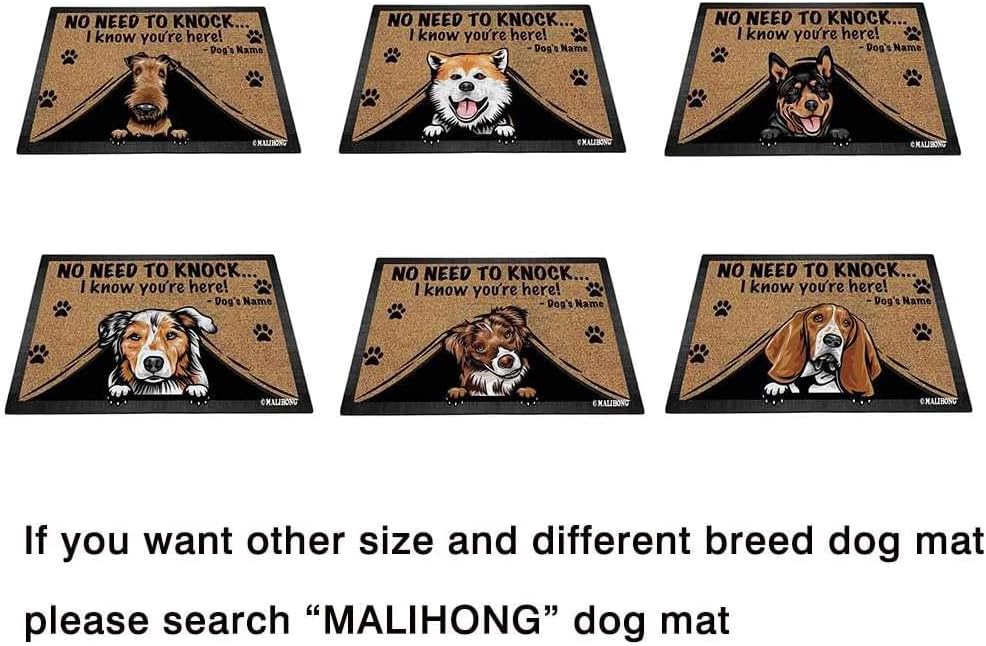 Personalized Doormat Cute Peeking Dog Dachshund No Need to Knock I Konw You're Here 23.6 x 15.7 Inch