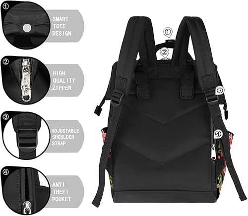 Miniatura 6 de QsirBC Mochila de pañales de estilo moderno con diseño de calavera con correas de bolsillo para cochecito, mochila impermeable para mamá, papá,