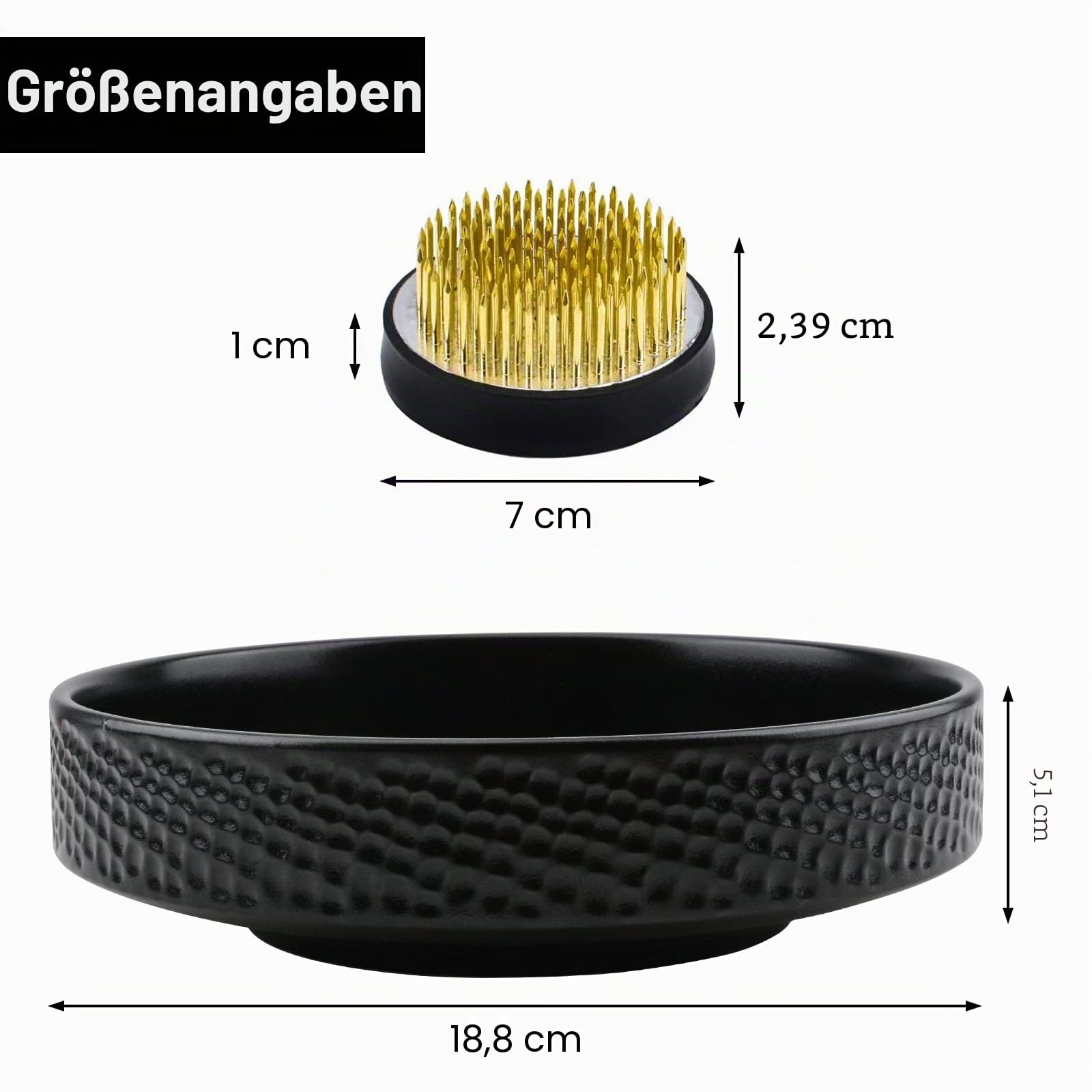 WANDIC Blumenarrangement Zubehör, Innen- und Außen kreisförmige Keramik Blumentöpfe, Hämmer, Schwarze Blumentöpfe, verwendet für IKEA Florale Home Office Dekoration