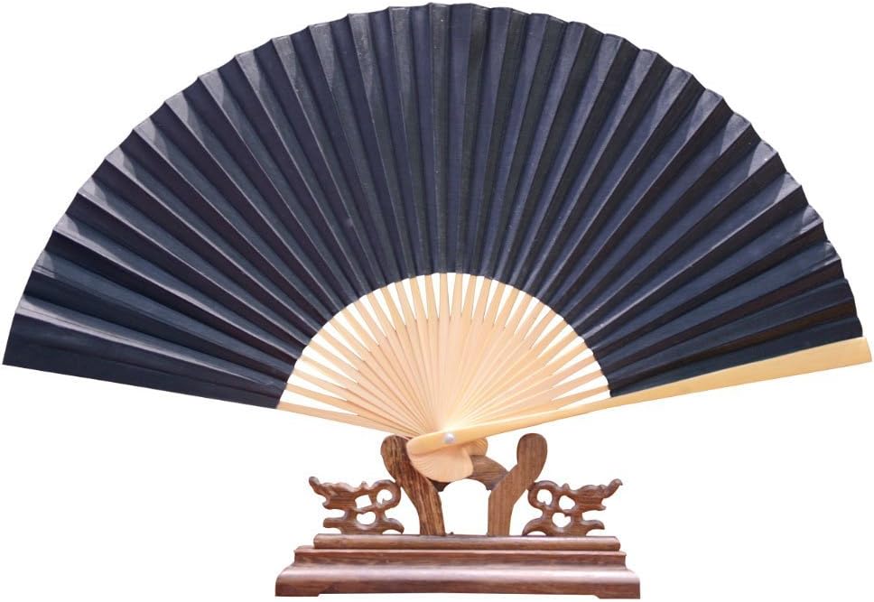 congyixuan 100% Pure Handmade Natural Bamboo Sheet with Black Silk Fabric Cover Hand Held Fan for Men/Business Gift Use Plain Folding Hand Fan