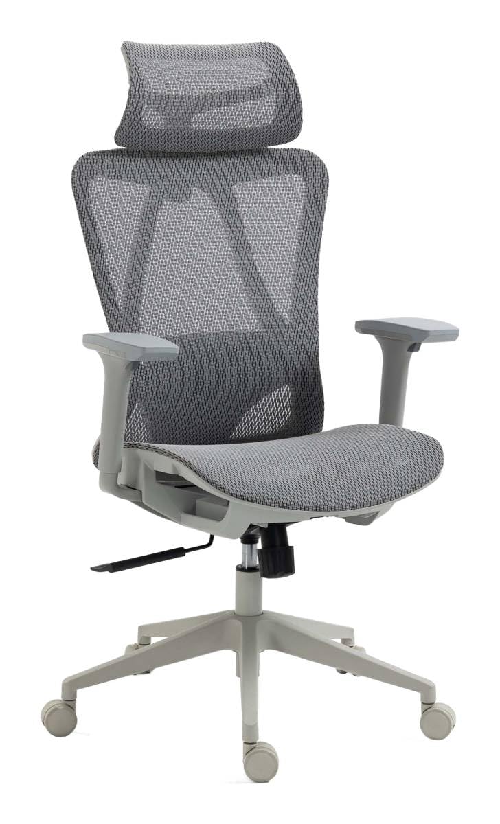 Chaise de bureau ergonomique EGINA contre le mal de dos : soutien lombaire et maille grise