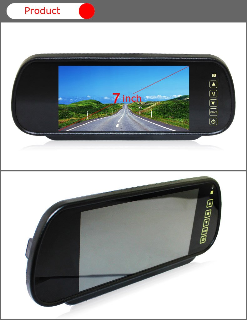 7 pollici auto specchietto retrovisore Monitor Video 4 CH ingresso Split Quad Display Schermo a colori 9 – 36 V
