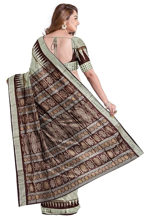 Image of Handmade Pure Bomkai Silk Saree Khandua Natural Silk Ikkat Saree For Women /Ethnic Wear /Traditonal Saree /Handloom Saree With Regular Fit Blouse Piece
