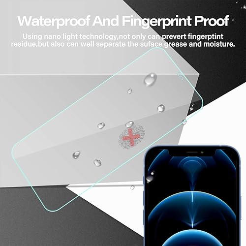 Miniatura 5 de BIG FACE Protector de pantalla compatible con iPhone 12 Pro + protectores de lente de cámara, 2 + 2 unidades de vidrio templado transparente HD de