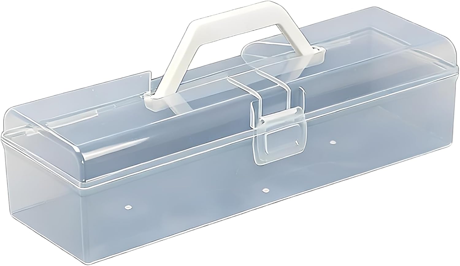 Oversized Portable Craft Art Organizer, Extended 13.6 in / 34.5 Cm, Clear Plastic Art Supply Box, Acrylic Paint Storage Box with Handle, Multifunctional Desk Tidy for Calligraphy, Markers