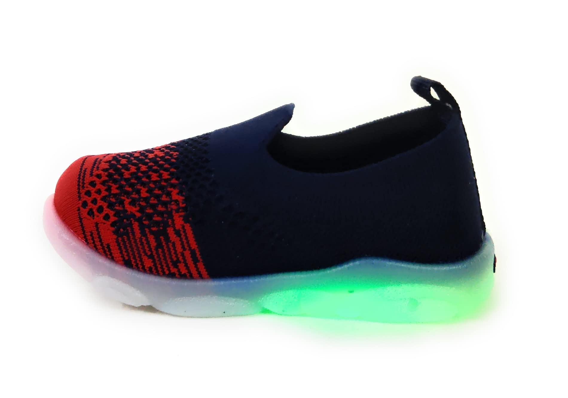 Coolz Kids Knitted Shoes with Light Led-02 for Baby Boys and Girls 9-24 Months (Navy-Red, 9_Months) 1