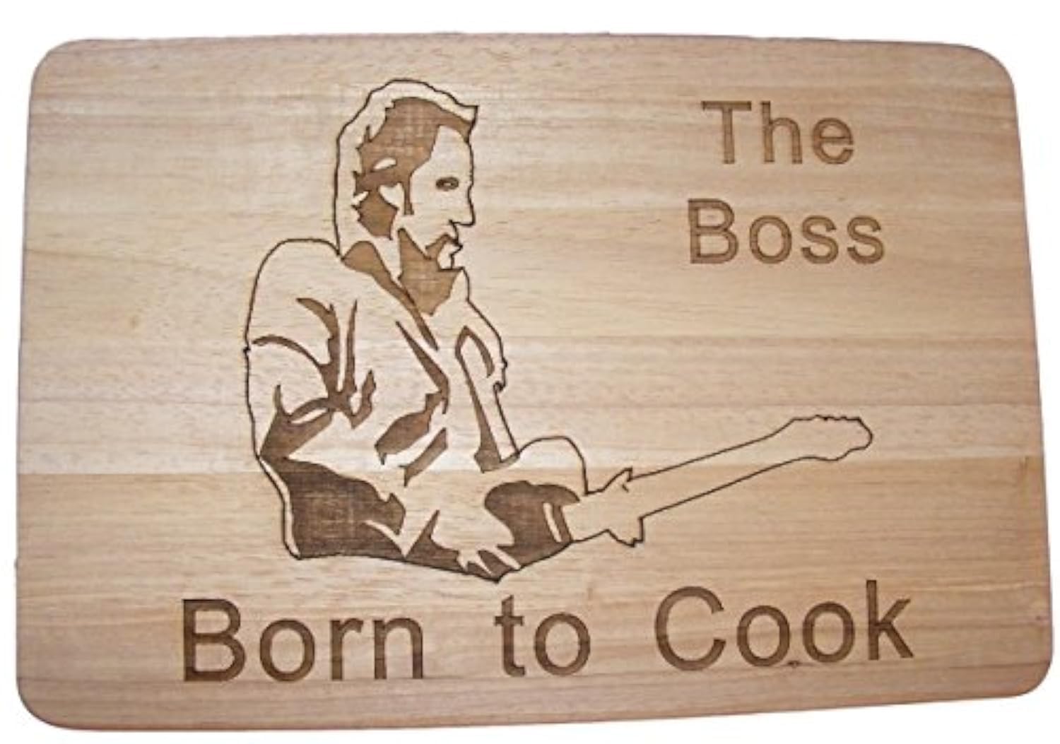 Bruce Springsteen The Boss Born to Cook Gift Wooden Chopping Cutting Cheese Board Place Mat Cooking Baking Present (Premium Hardwood 30x20x1.5 cm)