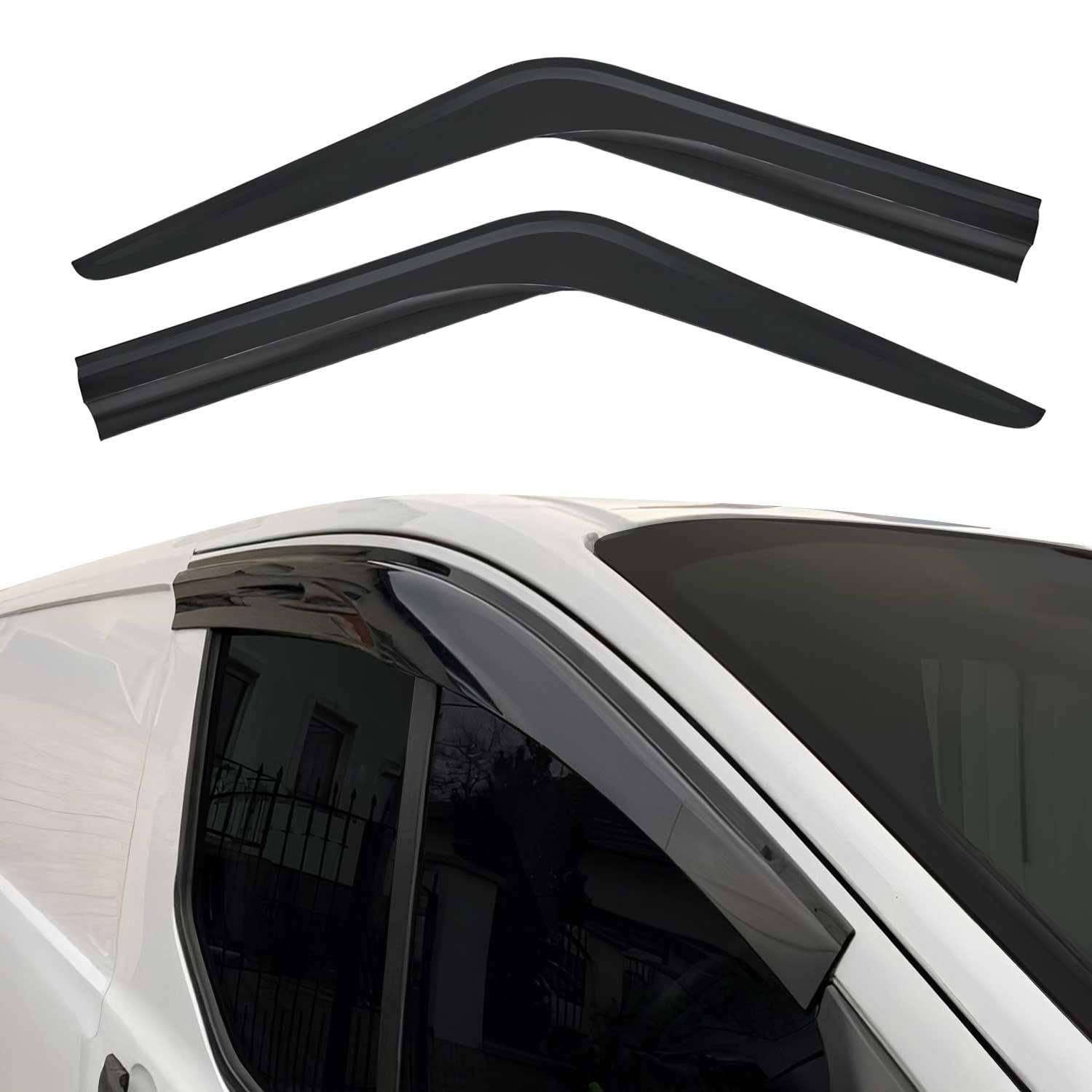 OMAC 2X Deflettori Aria Regenabweiser compatibile con Ford Transit 2000-2014 Acrilico Dunkel
