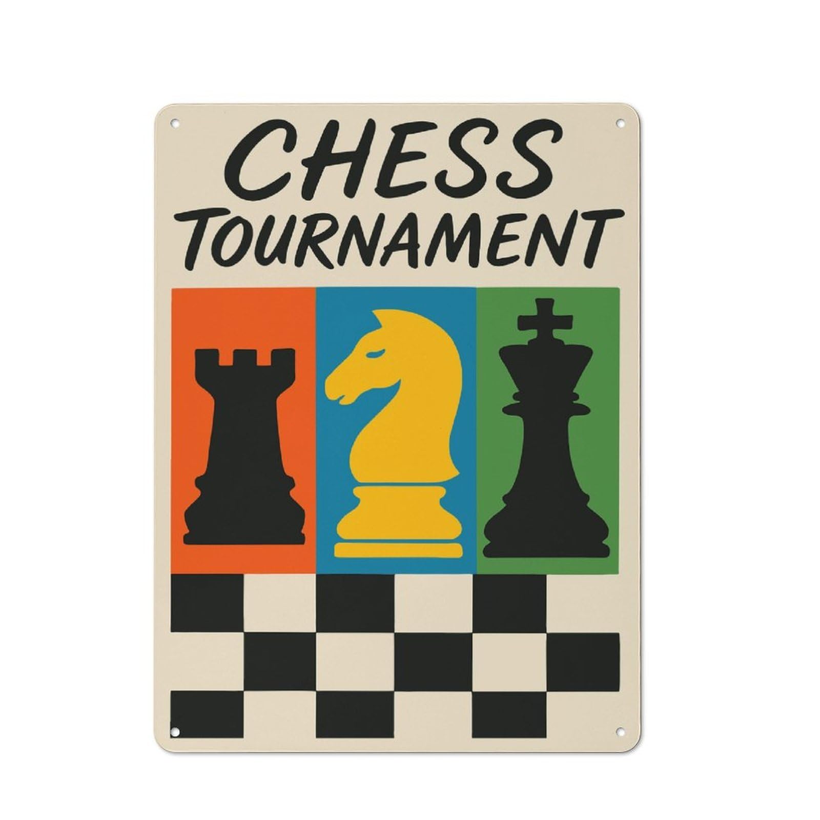 Chess Tournament Decorative Metal Plaque 40x30cm, Loft Style Urban Room Decor for Flat, Bar, Studio Or Gallery Wall