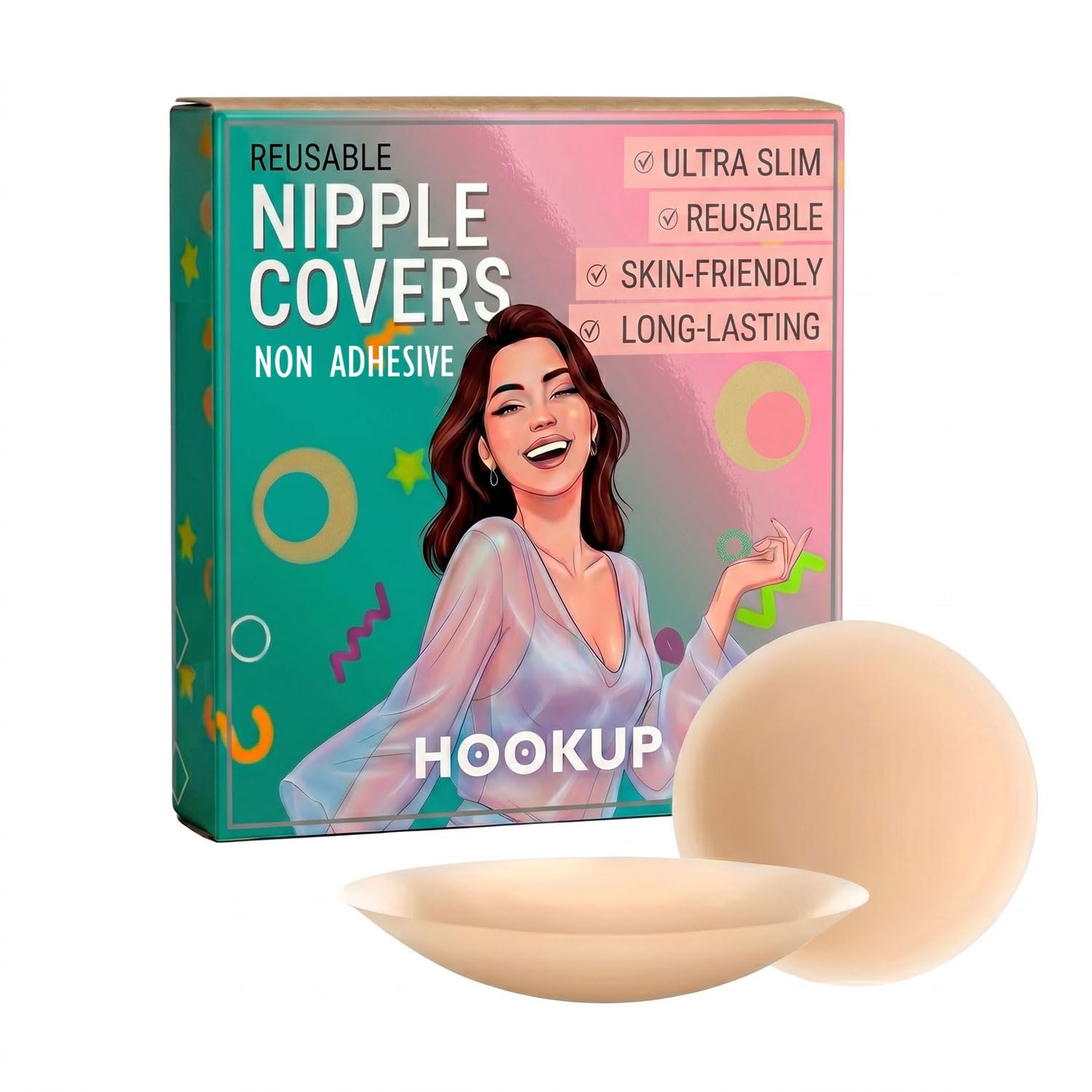 Reusable Silicone Nipple Covers for Women - Non-Adhesive Invisible Bra Pads, Strapless Backless Bra Alternative for Dresses, Tops, Bridal Wear and Party Outfits Beige Color Petals-image-33