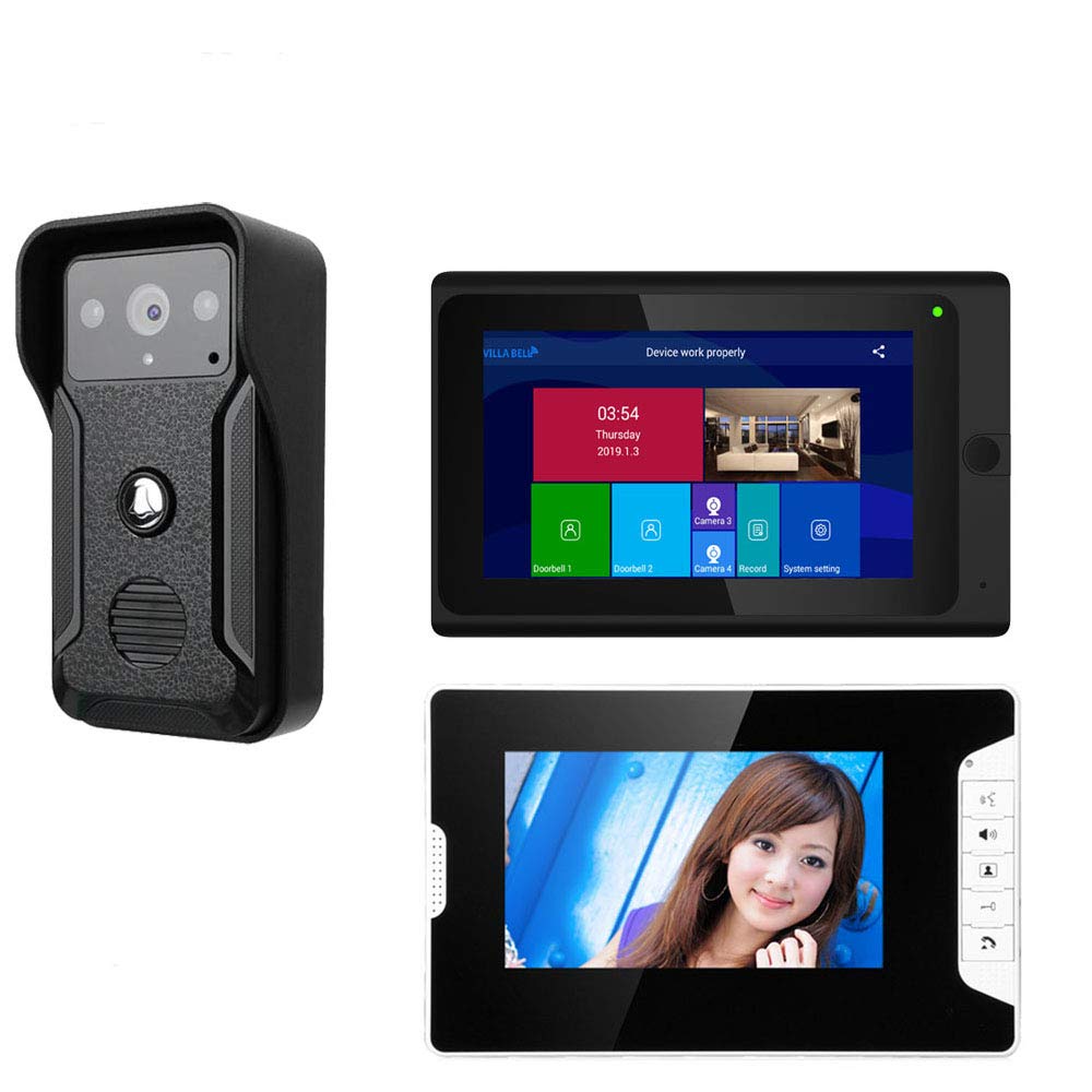 Interphone vidéo avec écran 7" et 2 écrans, système Wi-FI Filaire/sans Fil, avec caméra Filaire Haute définition IR-Cut et Vision Nocturne