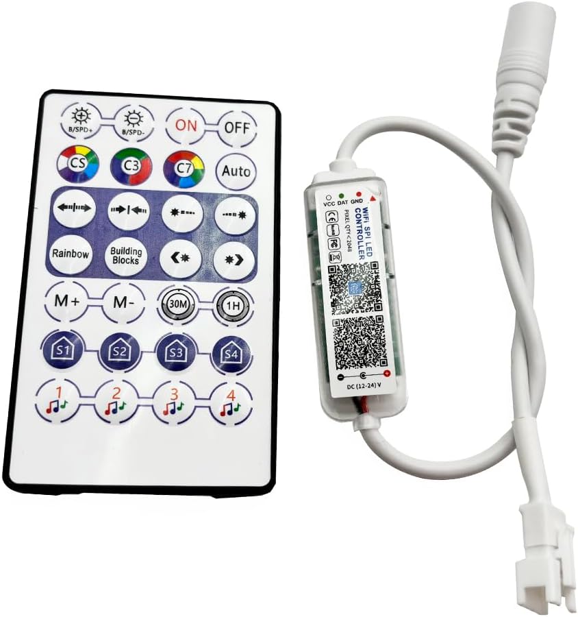 DC12-24V WS2815 WS2811 WiFi SPI Music LED Controller 28Keys Remote SurpLife App Max Control 2048Pixels Smart Led Strip