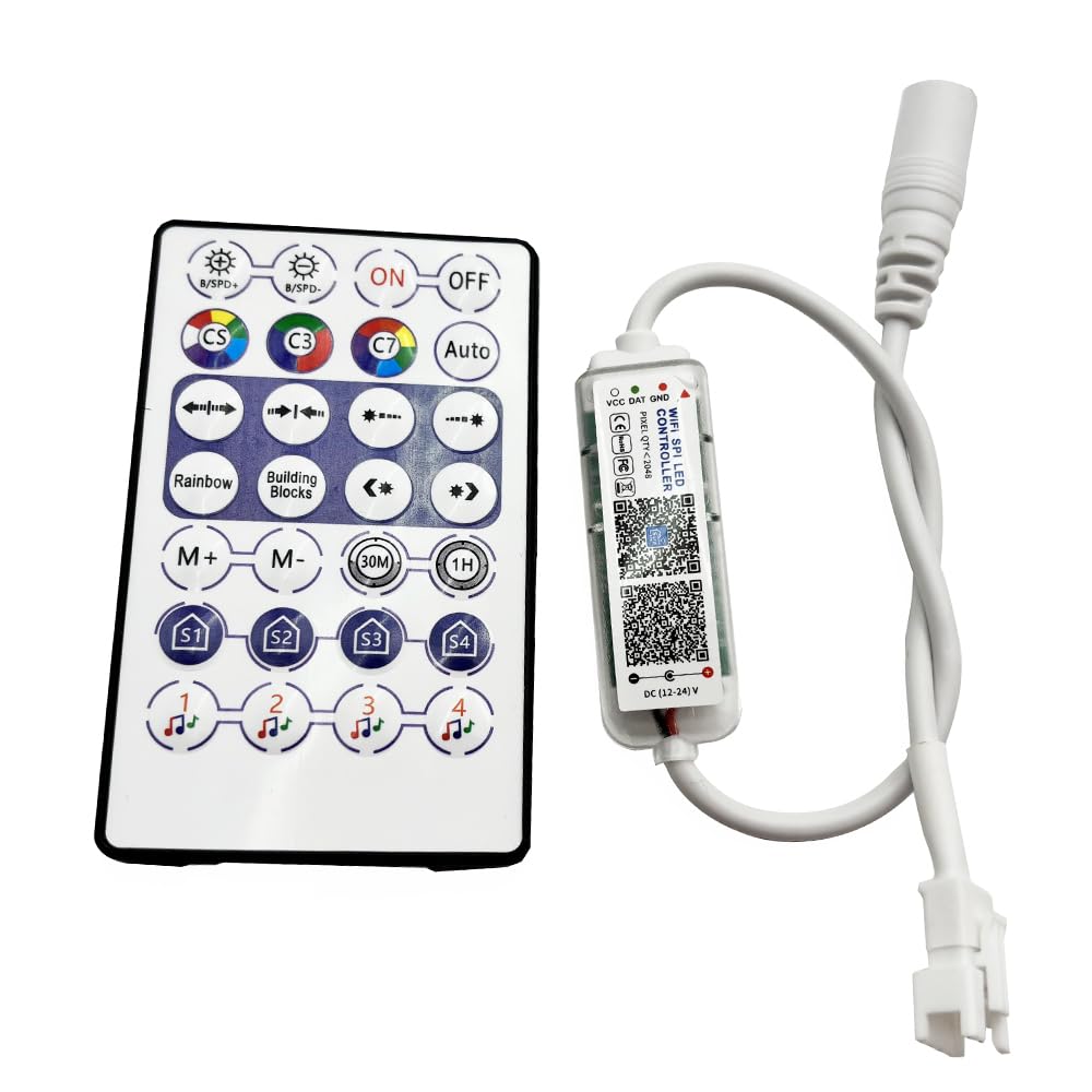 DC12-24V WS2815 WS2811 WiFi SPI Music LED Controller 28Keys Remote SurpLife App Max Control 2048Pixels Smart Led Strip