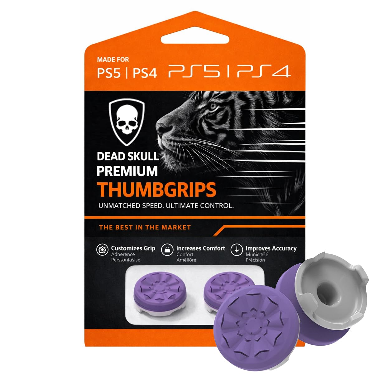 DEADSKULL FPS Thumbstick Extenders, High-Rise & Mid-Rise Joystick Grip Caps for Precision Gaming Control Compatible with PlayStation 5 Controllers, PlayStation 4 Controllers (Galaxy Black) (Purple)-image-49