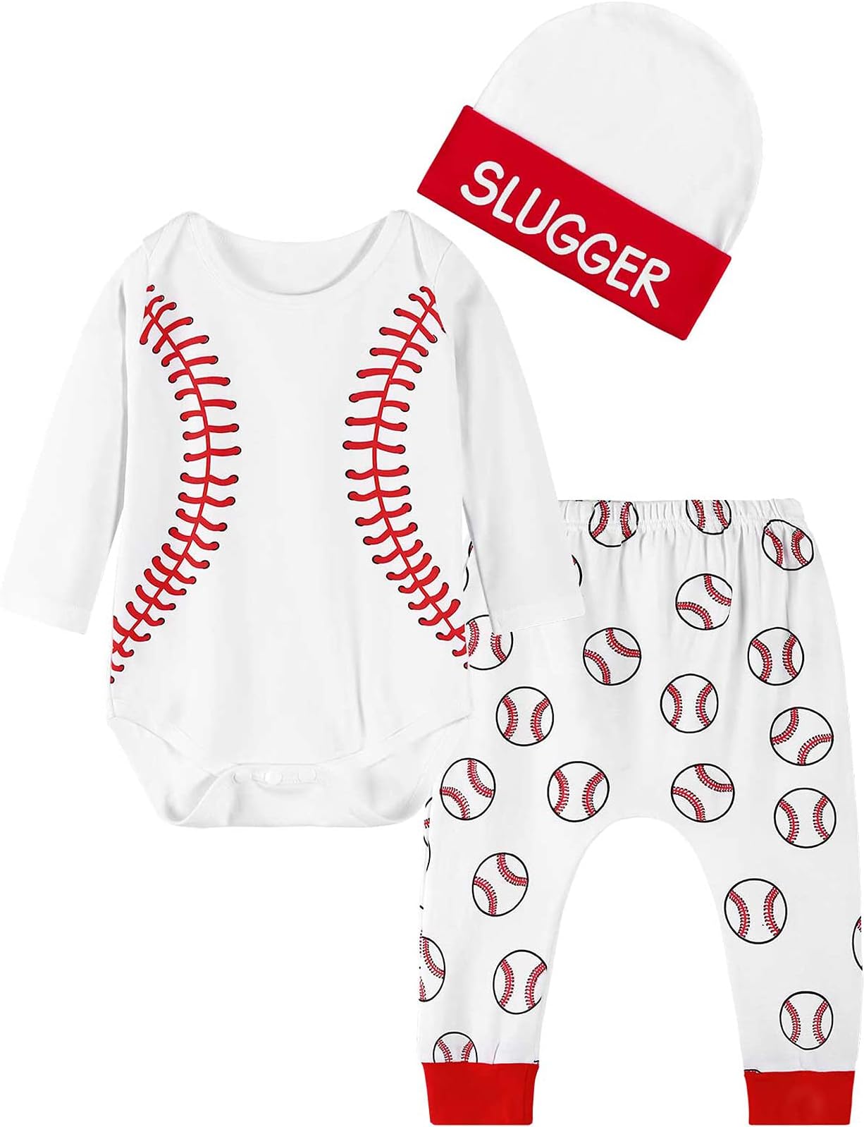 COSLAND Baby Boys' 3pc Sports Outfits, Infant Cotton Clothing Set, Newborn-12 Months